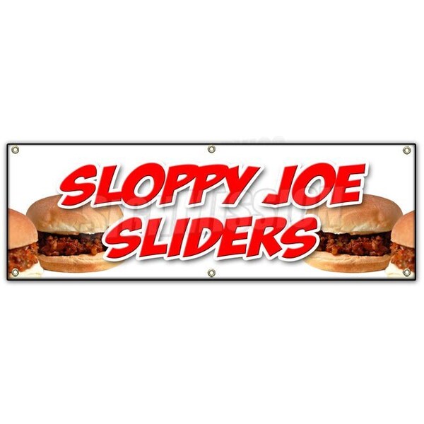 SLOPPY JOE SLIDERSBANNER SIGN beef chicken bun homemade food lunch eat